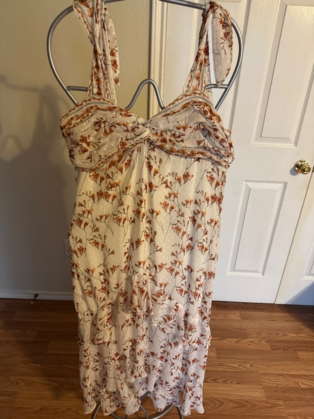 Chelsea & Violet Cream Maxi Dress with Rust Floral Print